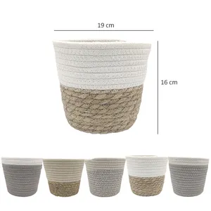 Hot Sale Eco Friendly Woven Baskets Flower Pot for Indoor and Outdoor Jute Paper Rope Plant Basket Flower Pot House Decor