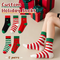 Chaussettes de Noël en coton OEM en gros, design personnalisé, jacquard tricoté, respirantes, chaudes, thermiques, cadeau de fête en vrac