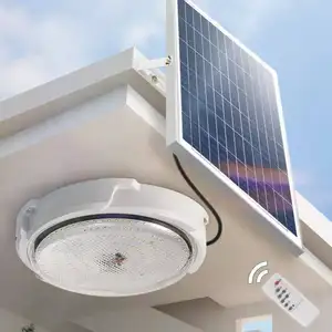 Indoor Solar Pendant Lamp Outdoor Waterproof LED Solar Ceiling Light with Remote Control for Home Garden Corridor