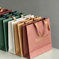 Sac fourre-tout en carton blanc robuste et recyclable de 6 à 9 kg pour masques faciaux, avec logo personnalisé imprimé en sérigraphie et poignée longue