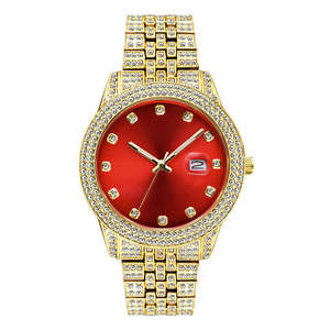Reloj de Cuarzo Luminoso con Fecha y Diamantes Completos para Hombre, Estilo Hip Hop, Dorado y Rosa, Resistente al Agua, con Diamantes Moissanite - Product Image 3