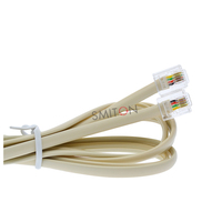 Câble de rallonge téléphonique noir 6P4C RJ11 de 30 cm, 90 cm, 150 cm, 210 cm avec prise modulaire 6P4C