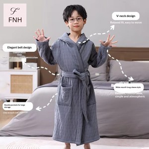 <span class=keywords><strong>Accappatoio</strong></span> con Cappuccio in Puro <span class=keywords><strong>Cotone</strong></span> per Bambini, Sei Strati Spessi in <span class=keywords><strong>Spugna</strong></span>, Assorbente e Morbido, Pigiama Invernale per Ragazzi e Ragazze - Product Image 3