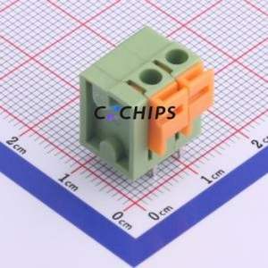 XY122V-5.08-2P Spring Terminal Block Through hole Component (THT),P=5.08mm Connector 1x2P 5.08mm Green 2P - Product Image 1