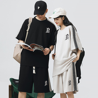 Streetwear personnalisé 2 pièces unisexe hommes été jogger ensemble survêtements gaufré hommes t-shirt short ensemble