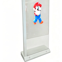 Kiosque OLED transparent en forme de L de 55 pouces, 2K, écran tactile 10 points, signalisation numérique, 43 % de transmittance, RS232, Android/PC, SDK OEM pour la vente au détail
