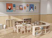 Ensemble de meubles d'école Montessori pour la maternelle, bureaux, chaises et armoires en bois pour enfants, design moderne et écologique