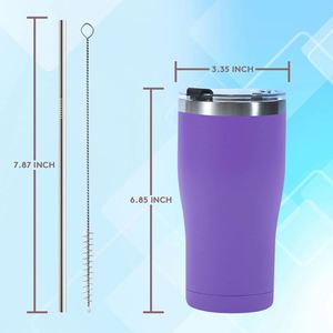 Gobelet isotherme personnalisé en acier inoxydable de 20 oz avec strass, double paroi, isolation sous vide 6-12 heures, couvercle et paille inclus - Product Image 2