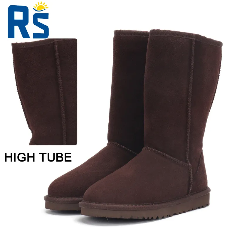 RS High quality classic Genuine leather women Australia Winter Boots Warm knee high snow shoes Fur Snow boots