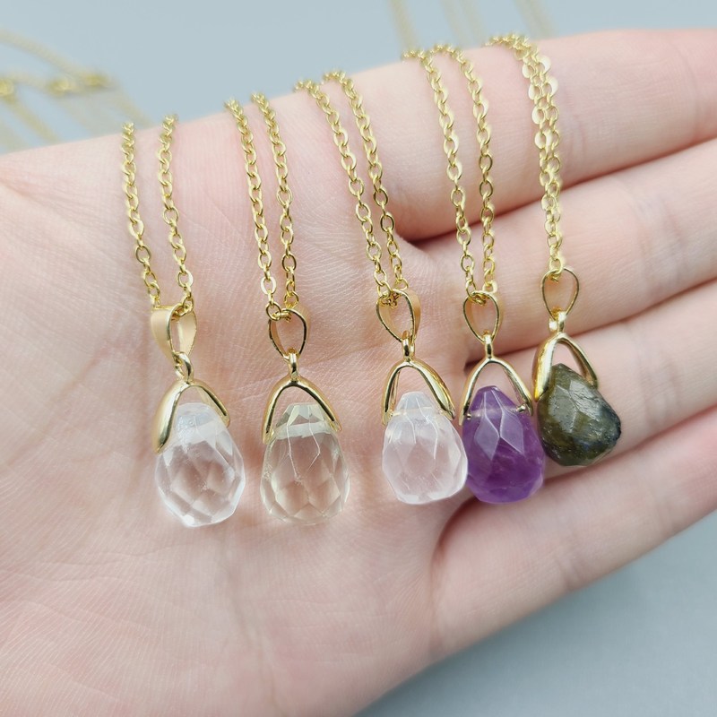 Birthstone Irregular Claw Natural Stone Necklace