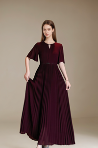 <span class=keywords><strong>Vestido</strong></span> elegante y modesto de noche acampanado, maxi <span class=keywords><strong>vestido</strong></span> plisado de manga corta de talla grande para invitados de <span class=keywords><strong>boda</strong></span>, traje de fiesta para madre de novia y banquete - Product Image 4