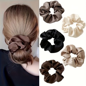 Luxe satijnen scrunchies elastiekjes effen kleur haarband rubberen touw paardenstaart houder mode haaraccessoires groothandel - Product Image 2