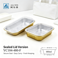 Contenants alimentaires jetables carrés en plastique PET/PP, résistants au four, avec couvercle en plastique, modèle YC184/480