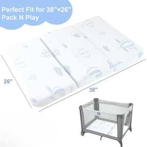 Toptan üç katlı paketi ve oyun yatak 38 "x 26", çift taraflı bellek köpük taşınabilir beşik yatak bebek yürümeye başlayan için taşıma çantası ile - Product Image 5