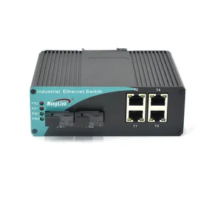 Wanglink 10/100/1000Mbps工业以太网交换机2 SC光纤4 RJ45端口支持可管理级联连接