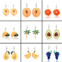 Boucles d'oreilles pendantes aux fruits en acrylique pour femme et fille, boucles d'oreilles pendantes aux motifs de fraise, pomme, Orange, Kiwi, pastèque, pêche et banane