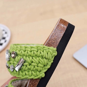 Mules plates d'été pour femmes en cuir véritable antidérapantes et respirantes, semelle extérieure en liège EVA, bout ouvert, hauteur accrue de 3 cm - Product Image 2