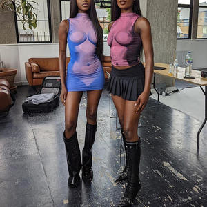 Nouvelle arrivée été 2025, robe pour <span class=keywords><strong>femme</strong></span> à col rond, imprimé 3D corps nu, courte, sexy, sans manches, imprimé silhouette, robes décontractées pour <span class=keywords><strong>femme</strong></span> - Product Image 4