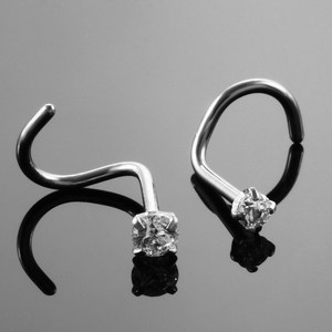 Nhẫn khuyên mũi bằng thép không gỉ, khuyên mũi dạng ốc, trang sức khuyên mũi đính đá CZ - Product Image 5