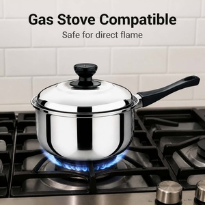 Ensemble de 3 casseroles classiques en acier inoxydable avec poignées en bakélite pour la cuisson, la soupe, le bouillon et le lait - Vente en gros - Product Image 2