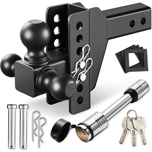 <span class=keywords><strong>Attelage</strong></span> de remorque réglable de 6 po, capacité de 16 500 lb, récepteur de 2 po, compatible avec les billes de 2-5/16 po, 2 po, 1-7/8 po, avec double goupilles antivol pour remorquage de camions et de remorques - Product Image 1