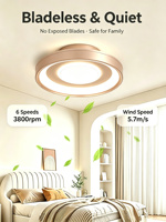 Ventilateur de plafond sans pales Yeyun avec lumière et télécommande, ventilateur LED encastré avec purificateur d'air pour chambre à coucher