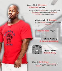 メンズオーバーサイズ100% コットンジムTシャツ厚手ニット生地キャラクター柄ラグトップスタイル - Product Image 3