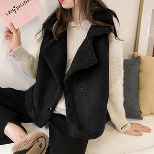 Femmes automne hiver une pièce <span class=keywords><strong>fourrure</strong></span> d'agneau daim Cardigan gilet ample <span class=keywords><strong>sans</strong></span> manches tricoté veste Style décontracté - Product Image 6