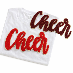 Vente en gros de patchs chenille de style sportif football, avec logo lettre de cheerleading, colorés, personnalisés, grands, thermocollants pour vêtements - Product Image 5