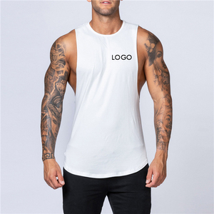 Tùy chỉnh thực hiện phòng tập thể dục Áo ghi lê SINGLET 95% cotton người đàn ông của phòng tập thể Dục Đào Tạo Trắng Tank Tops - Product Image 1