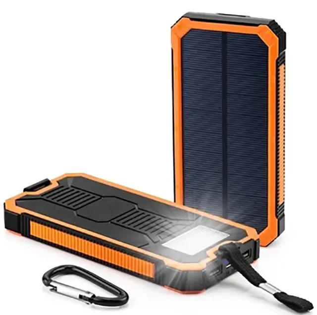 Factory wholesale 20000 mAh Waterproof Solar Power Bank Dual USB with LED flashlight Charger Powerbank for Outdoor Travel