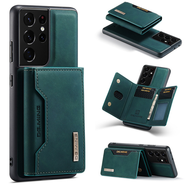 Luxury Card Pocket Case for Samsung S22 Magnetic Detachable Leather Wallet Case for Samsung S22 Ultra A53