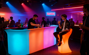 Chất lượng cao nhựa PE Chất liệu màu trong nhà có thể thay đổi hiện đại <span class=keywords><strong>LED</strong></span> chiếu sáng quầy <span class=keywords><strong>bar</strong></span>, quầy <span class=keywords><strong>bar</strong></span>, - Product Image 2