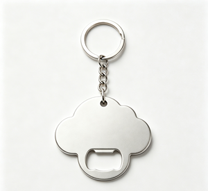 Llavero Abridor de Botellas en Forma de Nube de Aleación de Zinc Plateado, Anillo de Llaves Metálico Personalizado, Regalo Promocional - Product Image 1