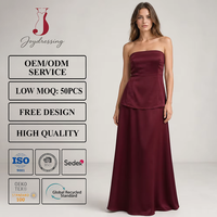 Robe longue bustier bordeaux effet satiné Joydressing pour femme, coupe trapèze, idéale pour les soirées et la vente en gros pour boutiques