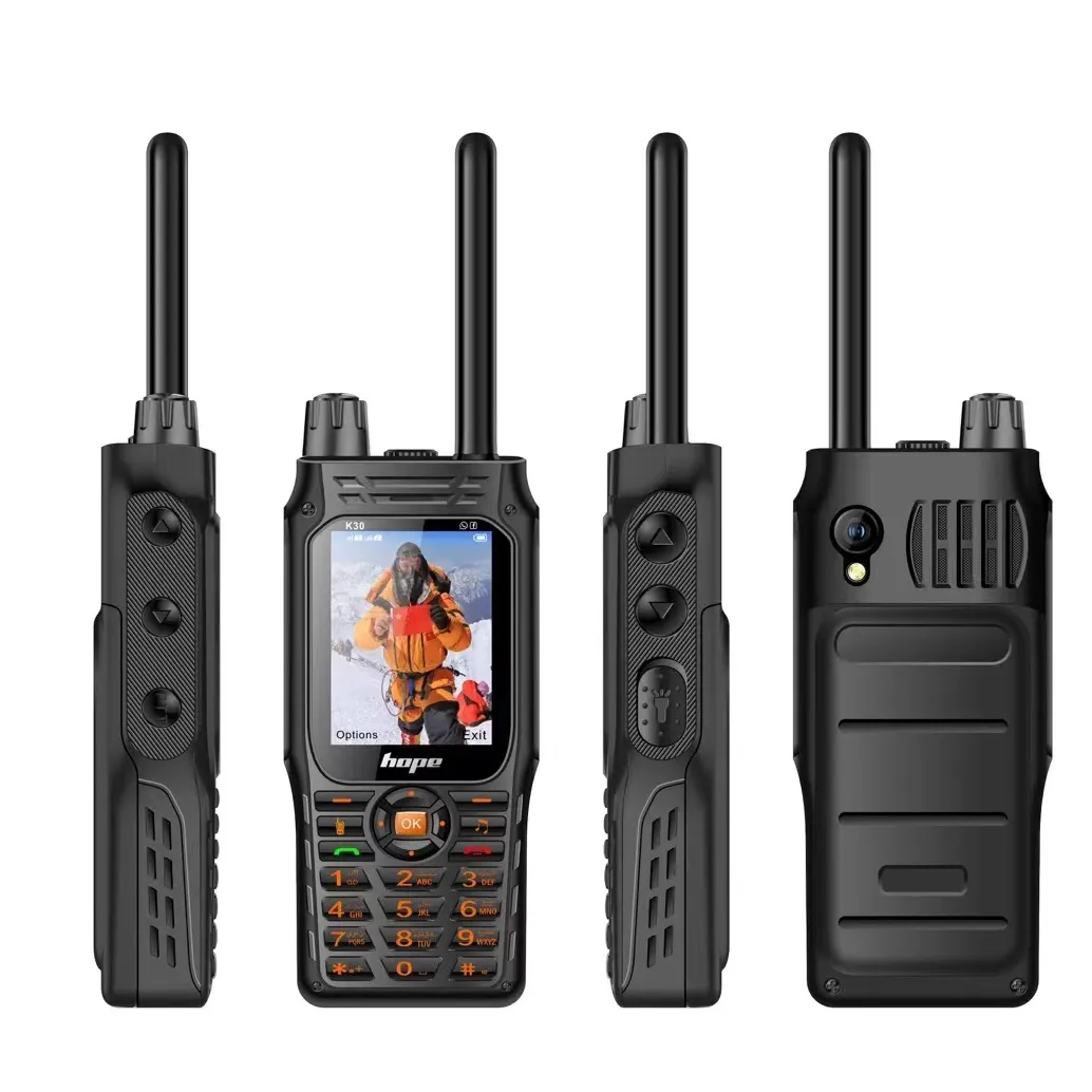 Walkie talkie k2000 com telefone celular, rádio robusto, quad-core, dual sim, bateria grande, dois canais