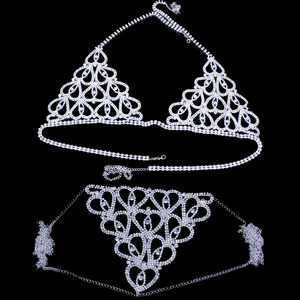 Conjunto de Lencería de Lujo a la Moda con Cadena Corporal Chapada en Oro y Adornos de Diamantes de Imitación para Discoteca, Ideal para las Amorosas Aventuras de las Celebridades - Product Image 2