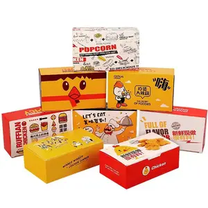Contenedores de cartón para pollo frito desechables de tamaño personalizado al por mayor cajas de papel para embalaje de alimentos