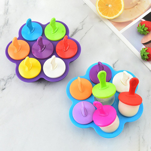 7 lưới Silicone Ice Pop Cream khuôn với gậy BPA miễn phí <span class=keywords><strong>Popsicle</strong></span> khuôn tái sử dụng dễ dàng phát hành làm cho <span class=keywords><strong>Popsicle</strong></span> khuôn kem - Product Image 2