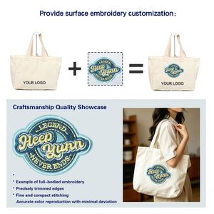 Sac fourre-tout en toile brodée écologique, grande capacité, réutilisable, avec logo personnalisé, idéal pour les cadeaux promotionnels - Product Image 3