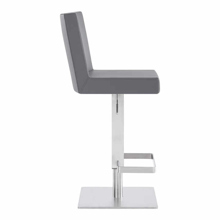 HMS 24\" Adjustable Height Swivel Bar Chair in Gray and Silver Faux Leather and Iron Product Category Bar Chairs