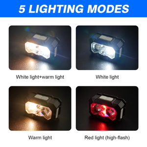 Lampe frontale LED à lumière jaune et blanche, chargement USB-C intégré, <span class=keywords><strong>bandeau</strong></span> réglable pour la pêche nocturne, lampe frontale à induction - Product Image 3
