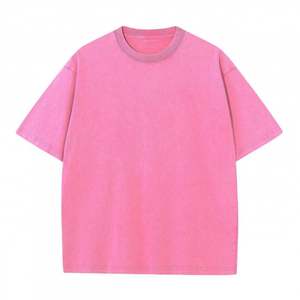 T-shirt vintage 100 % coton tricoté pour homme, haute qualité, simple, délavé, coupe oversize, manches courtes, motif uni - Product Image 6