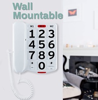 Téléphone filaire à grand bouton avec indicateur LED de sonnerie forte et téléphonie pour personnes âgées avec 3 mémoires de numérotation rapide à une touche
