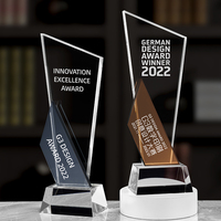 Trophée en verre créatif personnalisé Champion des employés exceptionnels Prix commémoratif de la réunion annuelle UV Trophée du concours d'honneur de l'équipe