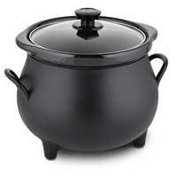 Cuisinière à cuisson lente automatique de 4 litres, pot amovible, couvercle en verre trempé, pot extérieur en acier inoxydable, contrôle du minuterie numérique/mécanique