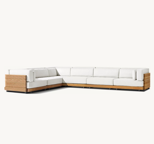 ชุดโซฟากันน้ำสไตล์นอร์ดิกโมเดิร์นสำหรับกลางแจ้ง เฟอร์นิเจอร์ไม้สักสำหรับ<span class=keywords><strong>สวน</strong></span> ระเบียง หรือเฉลียง  แบบเข้ามุมสำหรับใช้งานภายนอก - Product Image 3