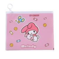 Sac à fermeture éclair Melody Cartoon Ring, étui à crayons créatif en plastique transparent givré, sac de rangement multifonctionnel mignon pour documents, Sanrio
