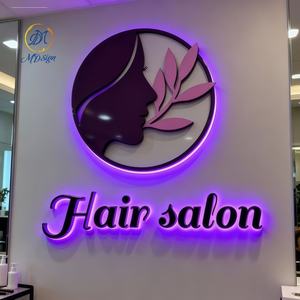 Signalétique murale intérieure 3D, lettres en métal doré poli, rétroéclairées, logo personnalisé en LED pour la décoration de studio de beauté, <span class=keywords><strong>salon</strong></span> de coiffure - Product Image 2