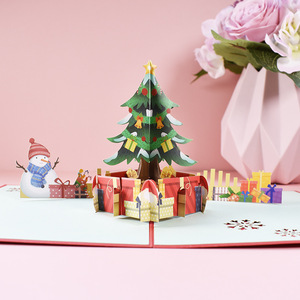 Merry Christmas Cards Christmas Tree Winter Gift Pop-Up Cards Christmas Decoration Stickers Laser Cut New Year Greeting Cards - Product Image 4